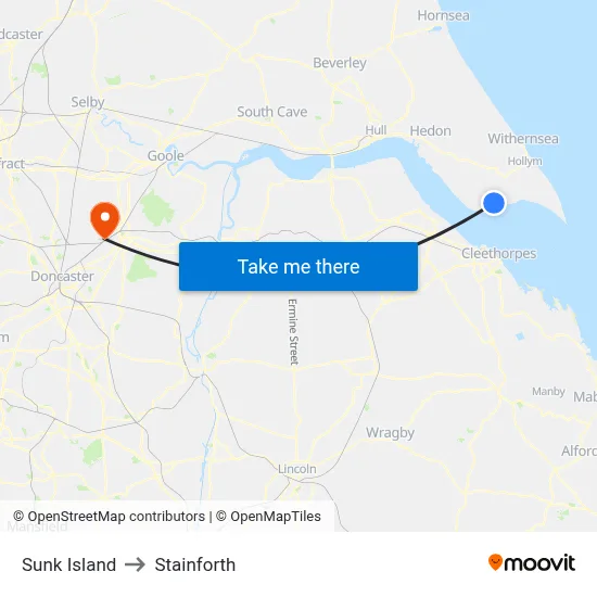 Sunk Island to Stainforth map