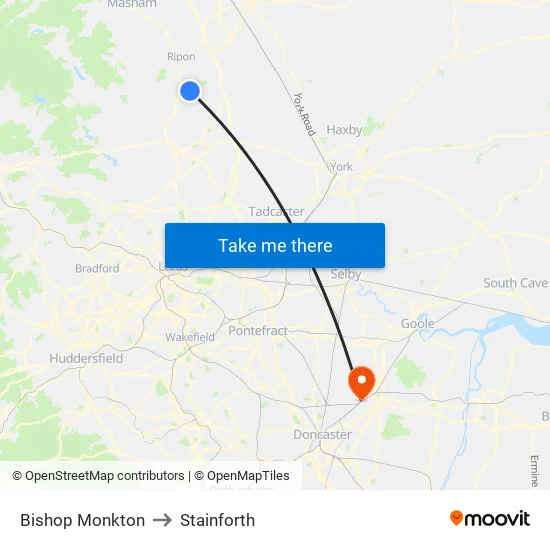 Bishop Monkton to Stainforth map