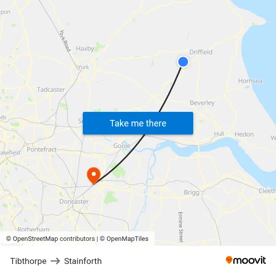 Tibthorpe to Stainforth map