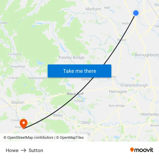 Howe to Sutton map