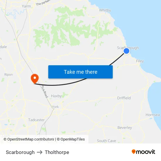 Scarborough to Tholthorpe map