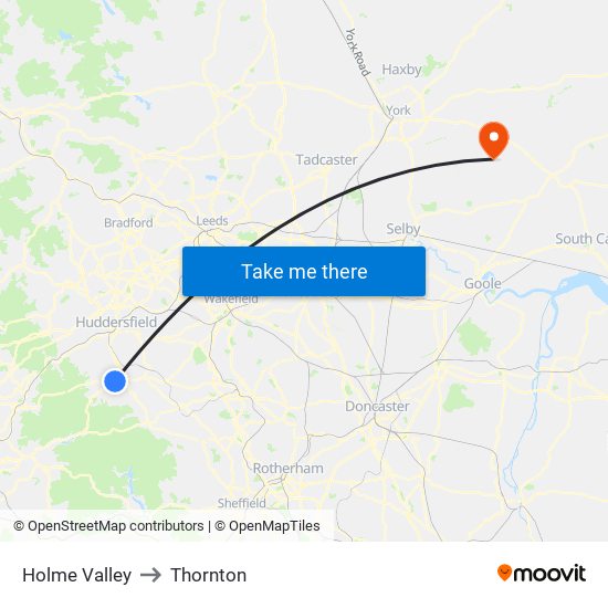 Holme Valley to Thornton map