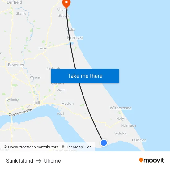 Sunk Island to Ulrome map