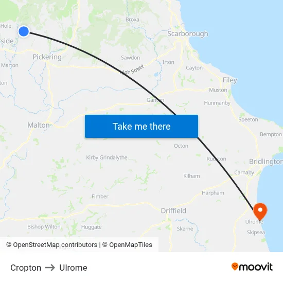 Cropton to Ulrome map