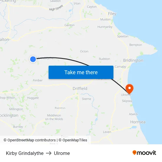 Kirby Grindalythe to Ulrome map
