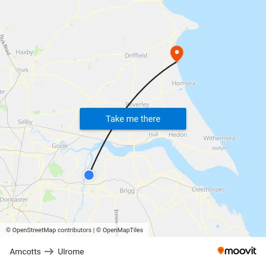 Amcotts to Ulrome map