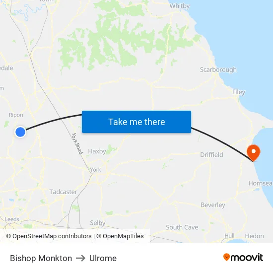 Bishop Monkton to Ulrome map