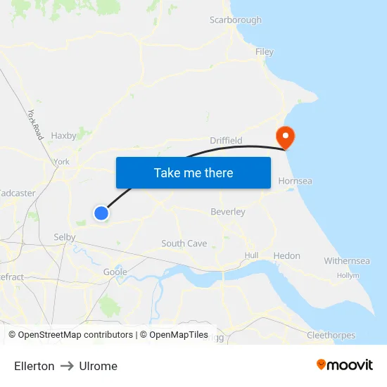 Ellerton to Ulrome map