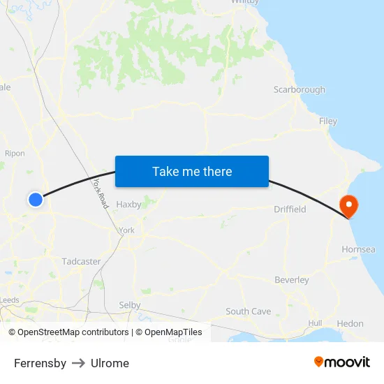 Ferrensby to Ulrome map