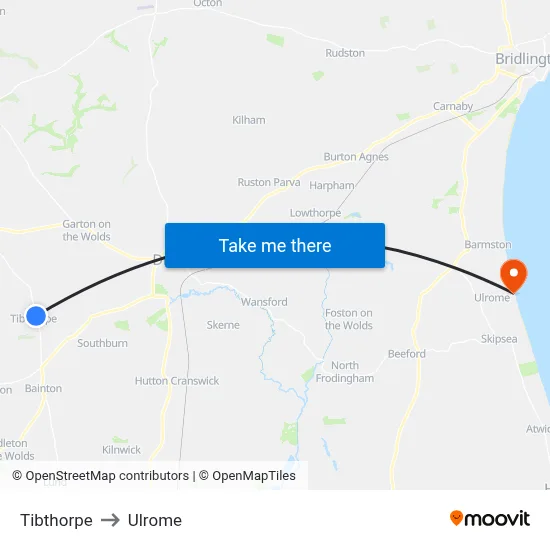 Tibthorpe to Ulrome map