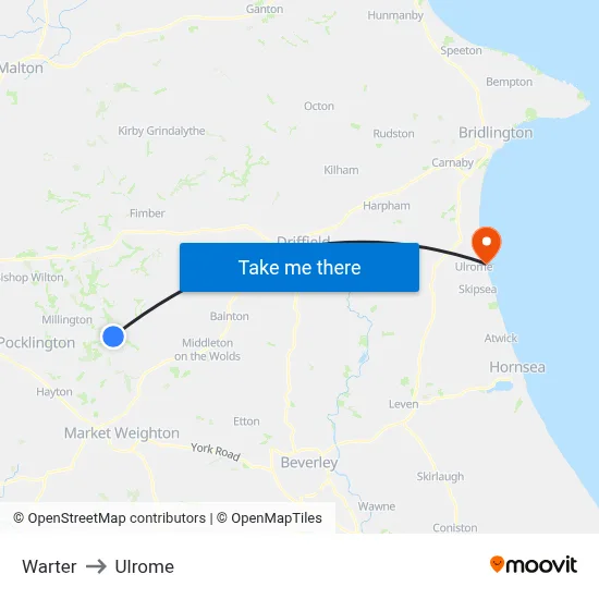 Warter to Ulrome map