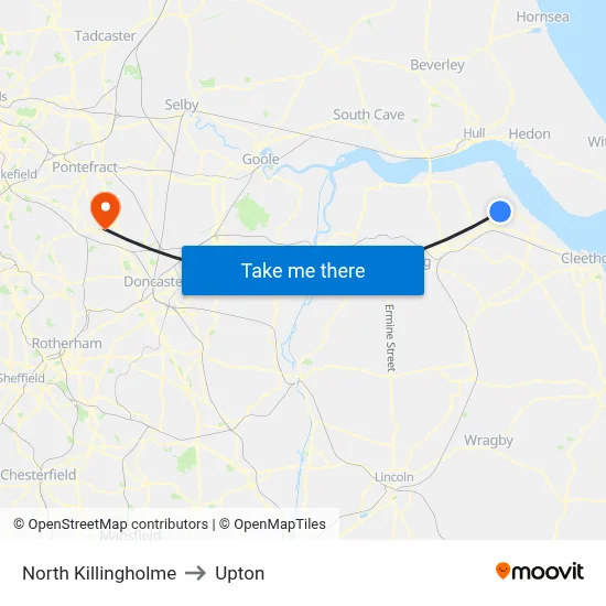 North Killingholme to Upton map