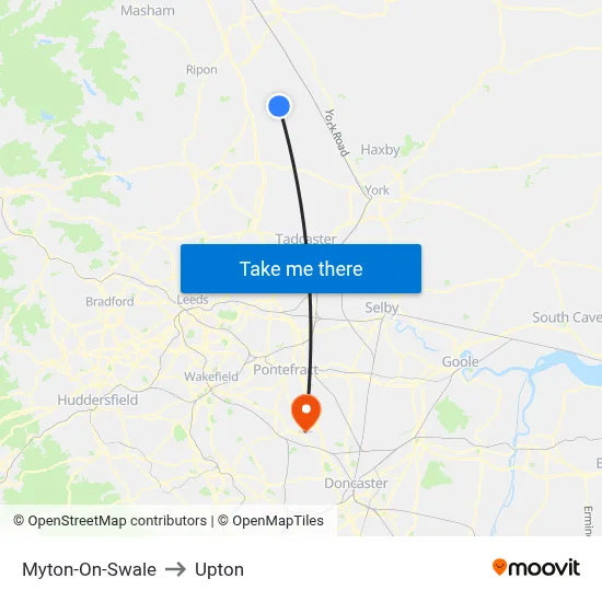 Myton-On-Swale to Upton map