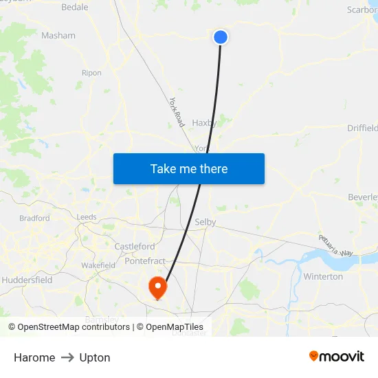 Harome to Upton map