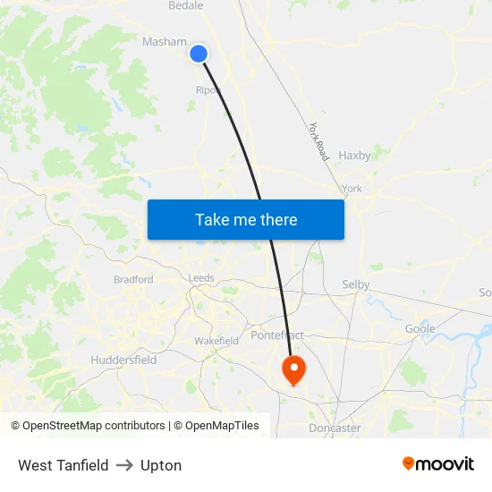 West Tanfield to Upton map