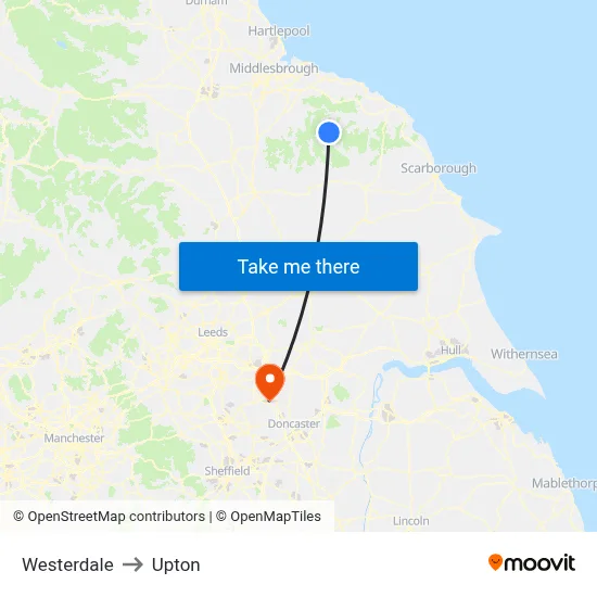 Westerdale to Upton map