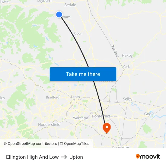 Ellington High And Low to Upton map