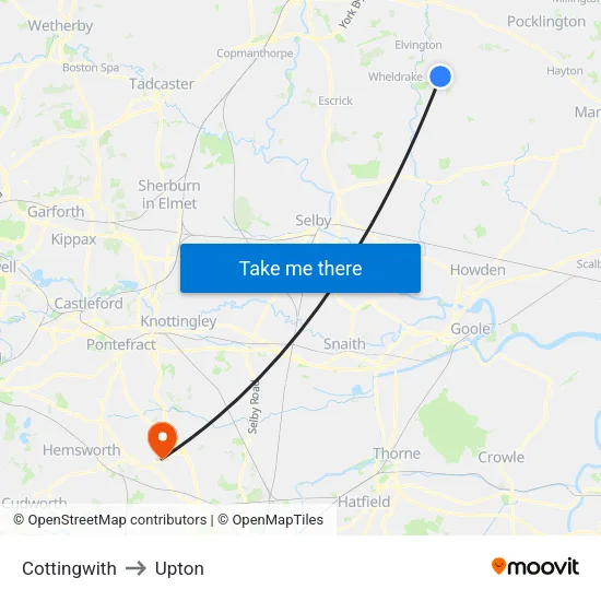 Cottingwith to Upton map