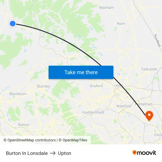 Burton In Lonsdale to Upton map