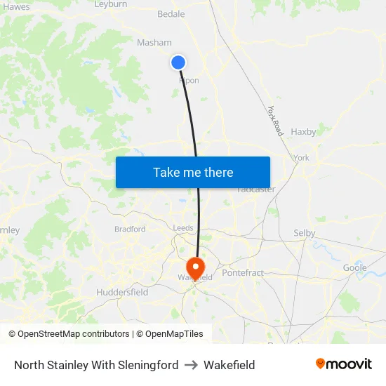 North Stainley With Sleningford to Wakefield map