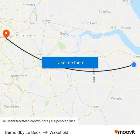 Barnoldby Le Beck to Wakefield map
