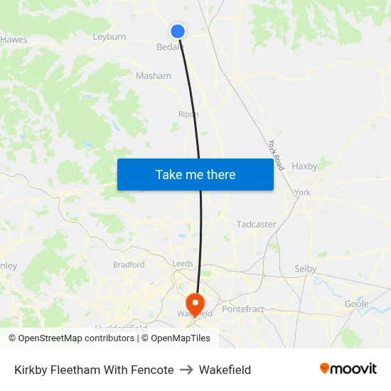 Kirkby Fleetham With Fencote to Wakefield map