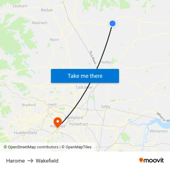 Harome to Wakefield map