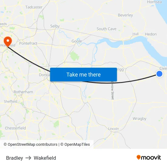 Bradley to Wakefield map