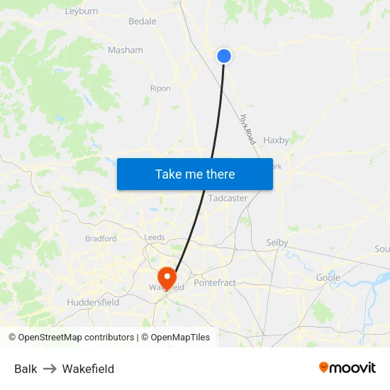 Balk to Wakefield map