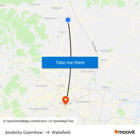 Ainderby Quernhow to Wakefield map