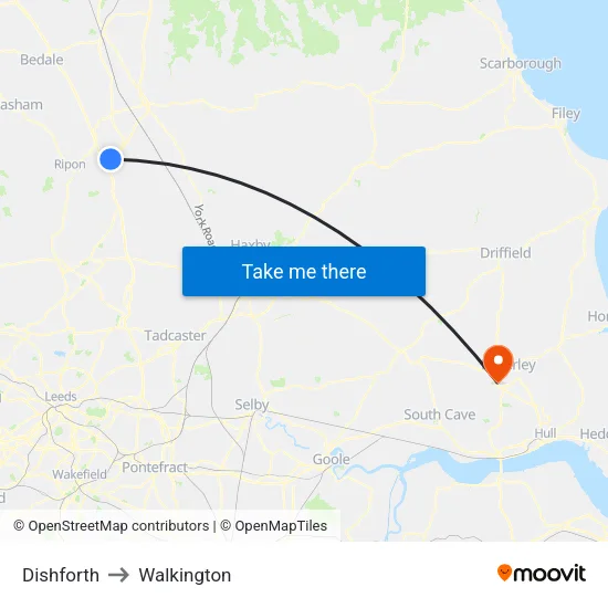Dishforth to Walkington map