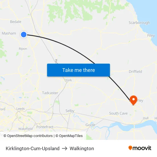Kirklington-Cum-Upsland to Walkington map