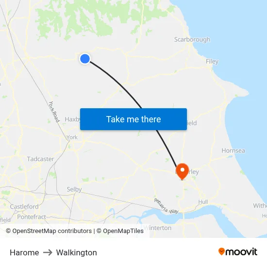 Harome to Walkington map