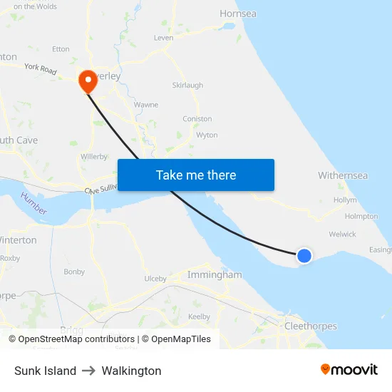 Sunk Island to Walkington map
