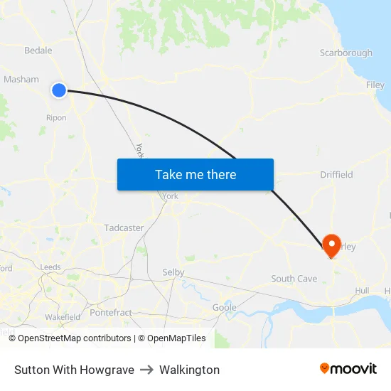 Sutton With Howgrave to Walkington map