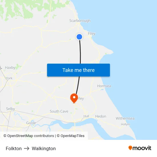 Folkton to Walkington map