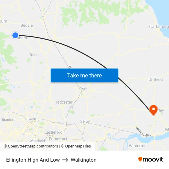 Ellington High And Low to Walkington map