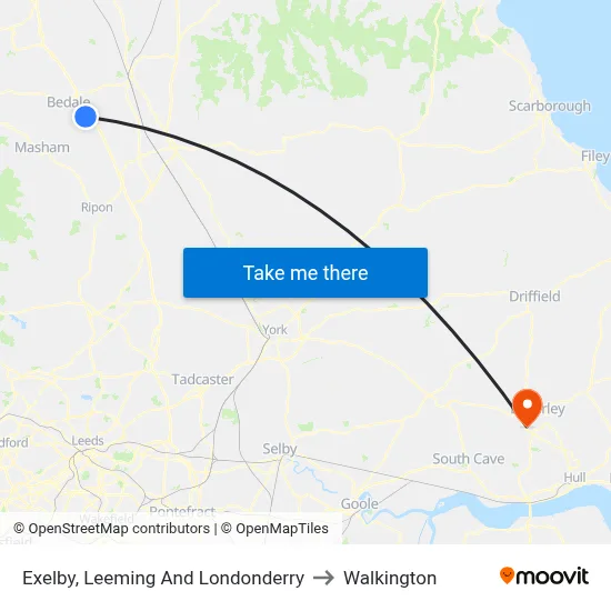 Exelby, Leeming And Londonderry to Walkington map