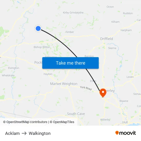 Acklam to Walkington map