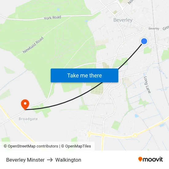 Beverley Minster to Walkington map