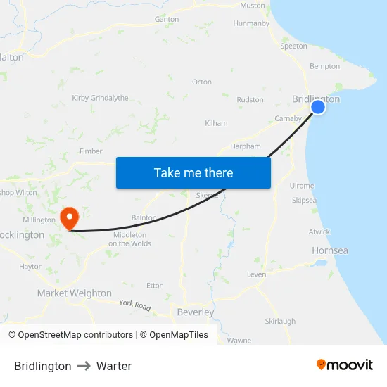 Bridlington to Warter map