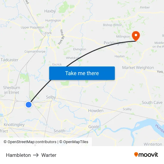 Hambleton to Warter map