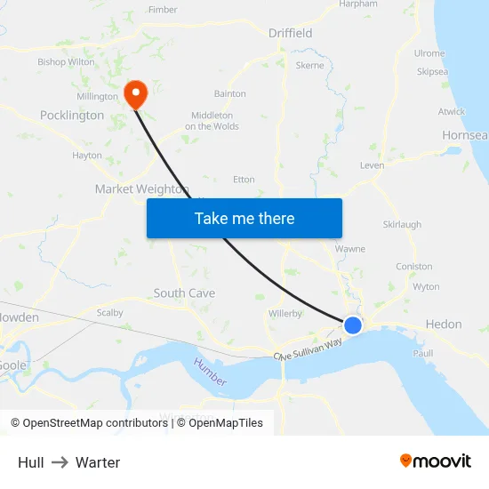 Hull to Warter map