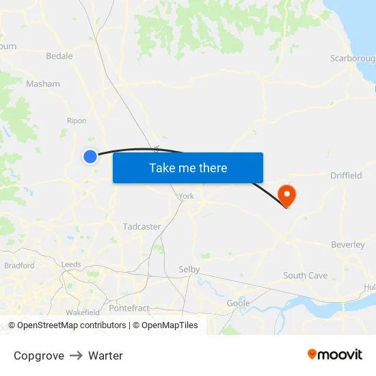 Copgrove to Warter map