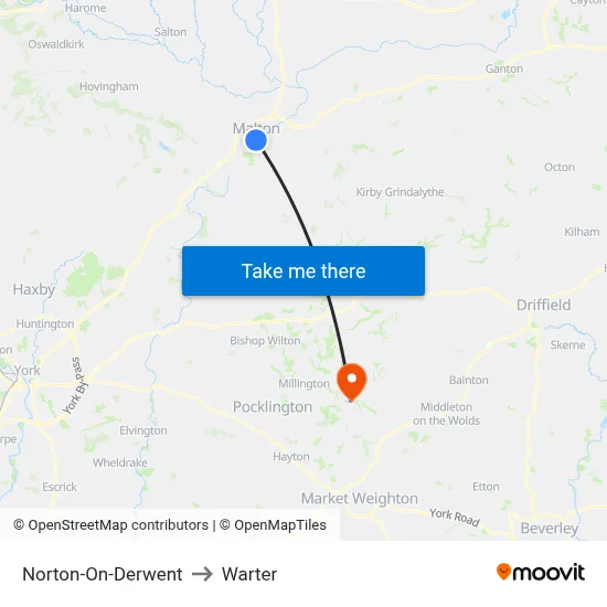 Norton-On-Derwent to Warter map