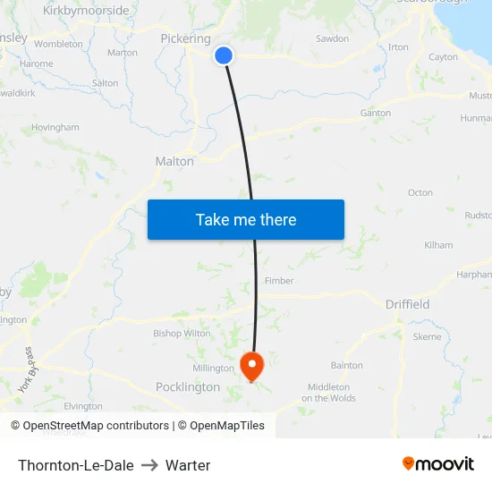 Thornton-Le-Dale to Warter map