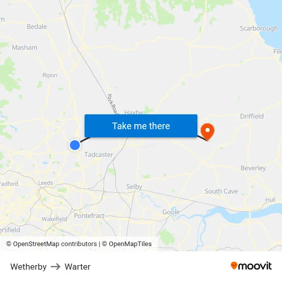 Wetherby to Warter map