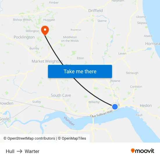 Hull to Warter map