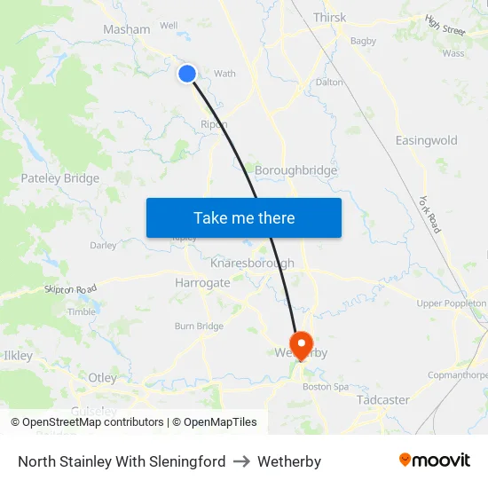 North Stainley With Sleningford to Wetherby map