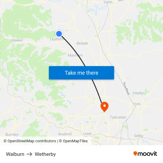 Walburn to Wetherby map